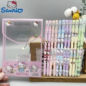 Sanrio Hello Kitty Gel Pens Set of 12 | 0.5mm Black Ink | Kawaii Stationery